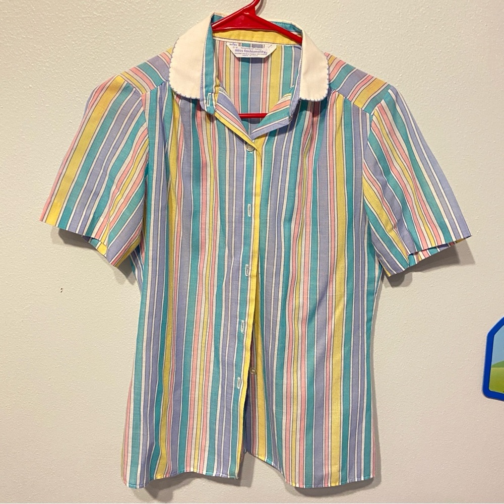 💝3/$20 Vintage 70’s miss fashonality button down blouse with Peter Pan Collar
